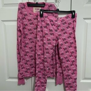 PINK Victoria's Secret Thermal Sleepwear 2-Piece Pajama Set Women S Pink Print